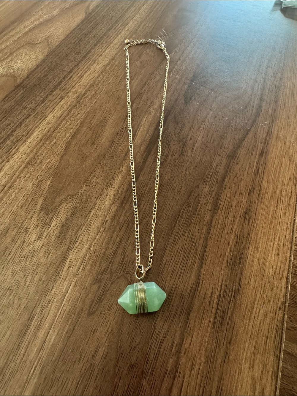 EARTHBOUND Gold Chain Necklace w/ Aventurine Pendant - Picture 2 of 3